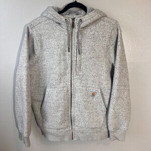 NEW Carhartt Hoodie Womens M Gray Rain Defender Sherpa Lined Zip Sweatshirt